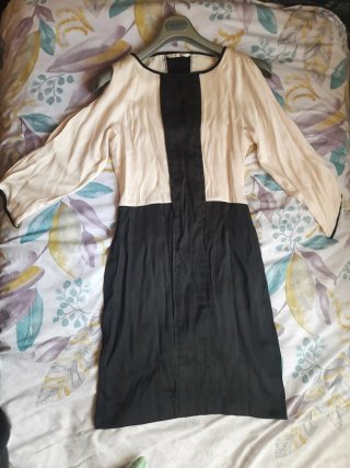 Vestido estilo Art Decó Beige y Negro.