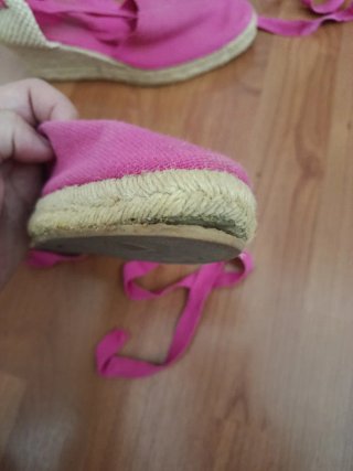 Alpargatas esparto mujer rosa y beige
