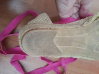 Alpargatas esparto mujer rosa y beige