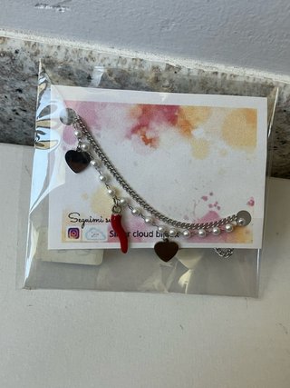 Bracciale acciaio con cuori e peperoncino