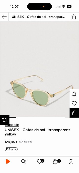 Gafas de sol Lacoste UNISEX transparent yellow
