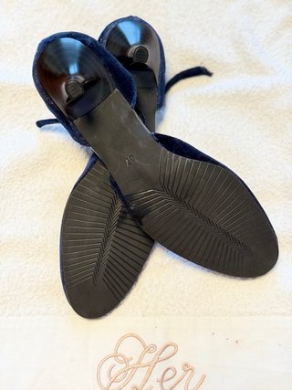 Zapatos Lola Rey Azul Tacon Bajo Fiesta