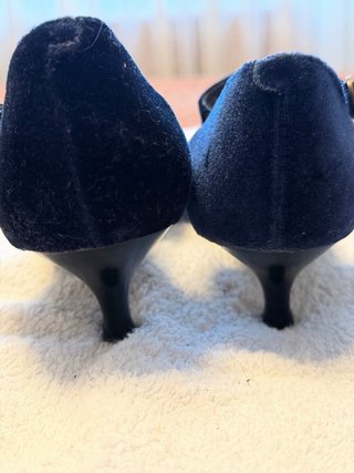 Zapatos Lola Rey Azul Tacon Bajo Fiesta