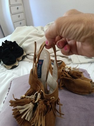 Sandalias ante tacón marrón