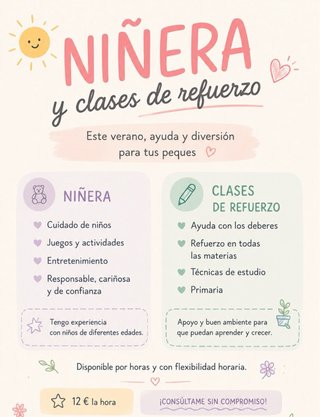 Niñera y clases de refuerzo