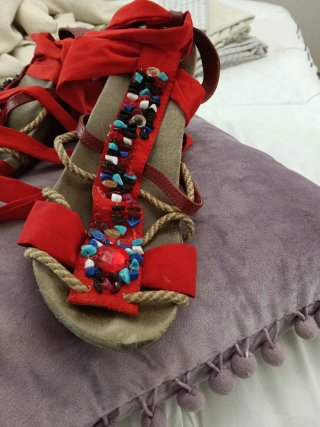 Sandalias romanas cuña multicolor