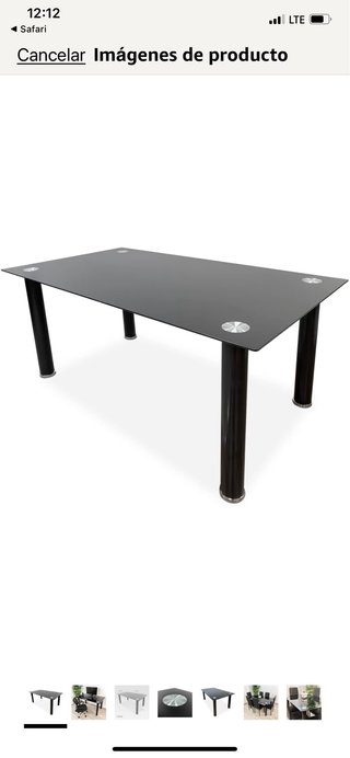 Mesa Cristal Negro 160x80 cm Comedor/Oficina