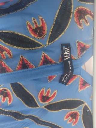 Kimono Zara Azul Talla Única Bordado