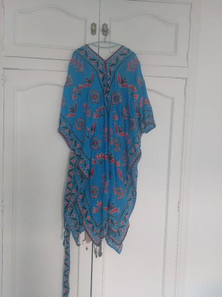 Kimono Zara Azul Talla Única Bordado