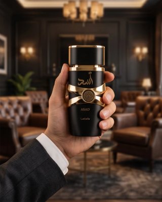 Perfume Lattafa Asad Negro y Dorado