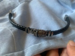 Pulsera  stainless steel cuero y plata nueva