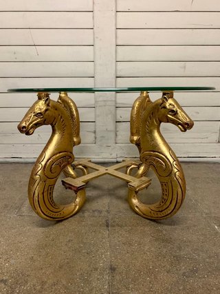 Mesa auxiliar caballos dorados cristal