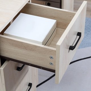 Escritorio Porta PC Con 3 Cajones Y 3 Estantes, Escritorio Para Habitación Y Oficina En Madera 120X49X72Cm
