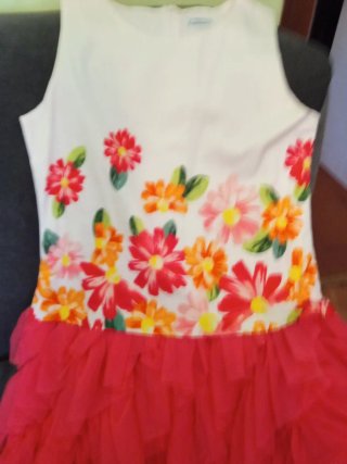Vestido niña flores tul coral talla 162