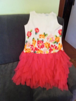 Vestido niña flores tul coral talla 162