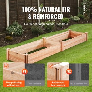 Cama de Jardín Elevada, 7.9 x 2 x 0.8 pies Caja de Plantas de Madera, Cajas de Plantación al Aire Libre con Base Abierta, para Cultivar Flores/Vegetales/Hierbas en el Patio/Jardín/Balcón, Color Ma...