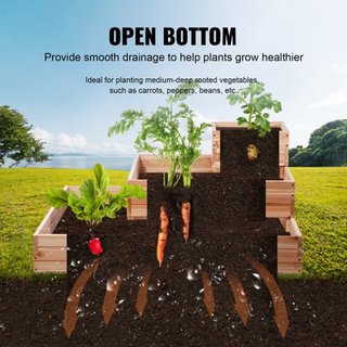 Cama de Jardín Elevada, 7.9 x 2 x 0.8 pies Caja de Plantas de Madera, Cajas de Plantación al Aire Libre con Base Abierta, para Cultivar Flores/Vegetales/Hierbas en el Patio/Jardín/Balcón, Color Ma...