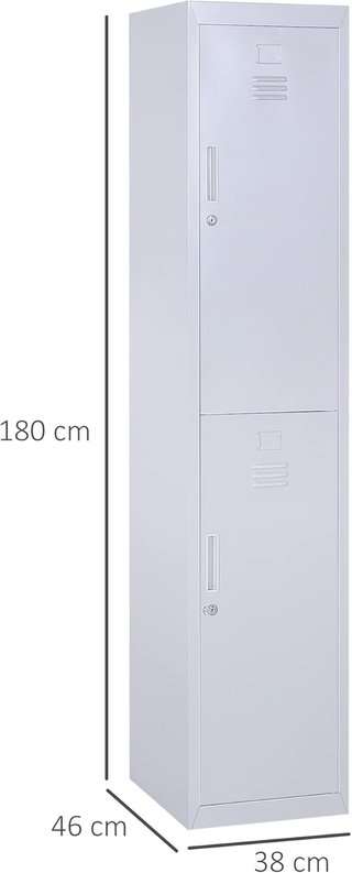 Armadio 4 Ripiani 2 Ante Chiusura di Sicurezza Ufficio Garage Laboratorio Acciaio Laminato a Freddo 38X46X180Cm Grigio