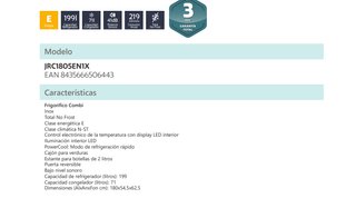 Frigorífico Combi Johnson JRC1805EN1X