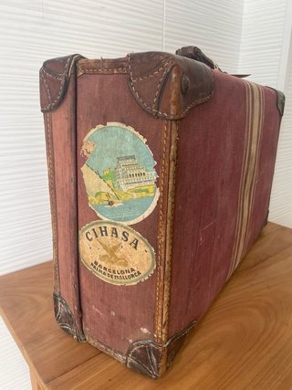 Maleta vintage: lienzo y cuero
