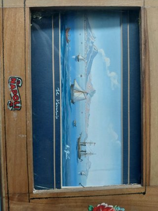 Portagioie in legno con dipinto Napoli
