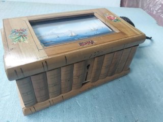 Portagioie in legno con dipinto Napoli