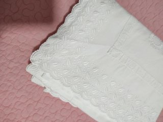 2 Set Lenzuola con Bordo Ricamato 1.35 Bianco