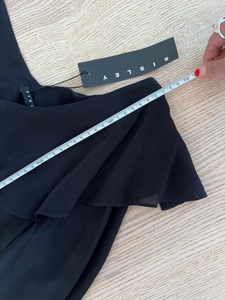 Sisley Blusa Negra Asimétrica Volantes 100% Viscosa NWT 39€