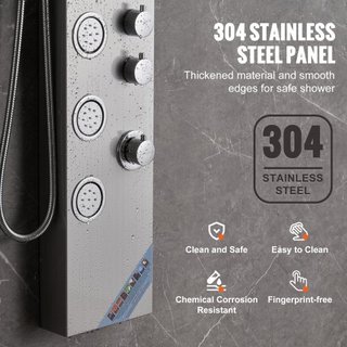 Sistema di Pannello Doccia, Torre Doccia 4 Modalità, Pioggia, Cascata, 5 Getti Massaggio Completo e Testa Doccia 3 Configurazioni con Tubo 59", Set Doccia Monta...
