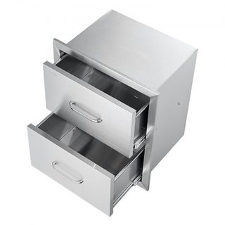 Cassetti per Cucina Esterna 18L x 20.6A x 12.7P Pollici, Cassetti BBQ Doppio Montaggio a Incastro in Acciaio Inox con Maniglia, Cassetti per Isola BBQ per Cucine Esterne o Stazione Barbecue in Patio