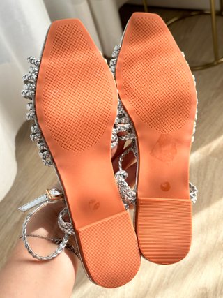 Sandalias planas trenzadas plateadas Talla 37