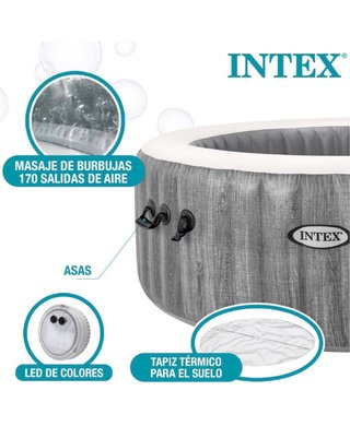 Spa Hinchable Intex Gris y Blanco 4 plazas