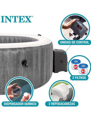 Spa Hinchable Intex Gris y Blanco 4 plazas