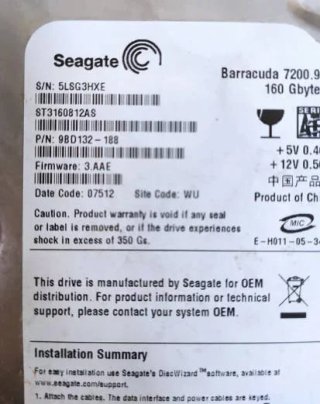 SEAGATE 160GB HDD#G3HXE