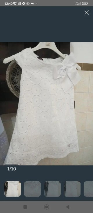 Vestido blanco niña precioso tela blanca bordada