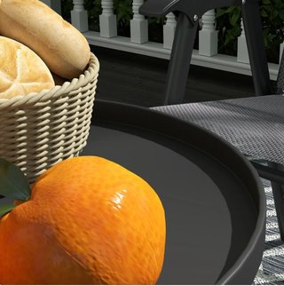 Tavolo Rotondo da Giardino 2 Livelli in Metallo Nero