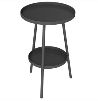 Tavolo Rotondo da Giardino 2 Livelli in Metallo Nero