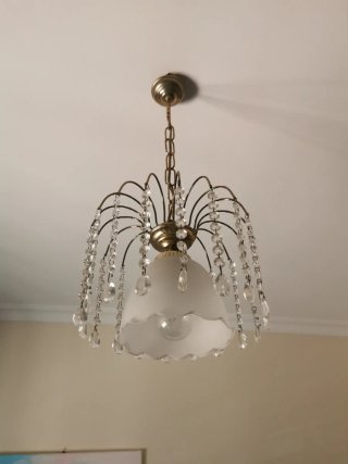 Lámpara colgante cristal y metal dorado