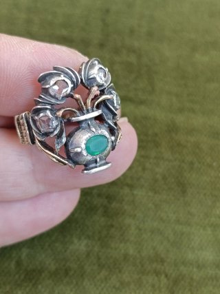 Anillo Antiguo Plata Dorada y Plata