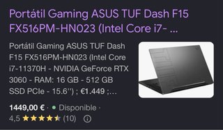 Portatil Asus tuf dash F15