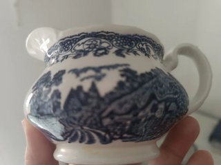 Juego de café loza inglesa azul y blanco
