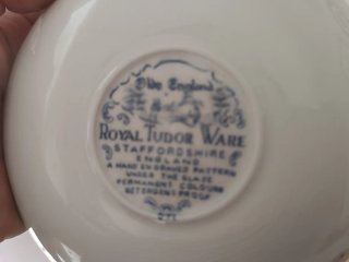 Juego de café loza inglesa azul y blanco