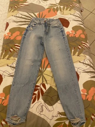 Jeans Donna Blu Strappati