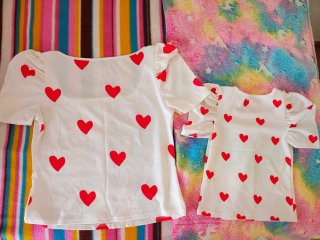 Conjunto T-shirt Mãe e Filha Corações