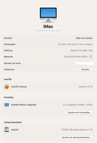 iMac 21.5 2017 Core i7 RAM 16GB HDD 1TB