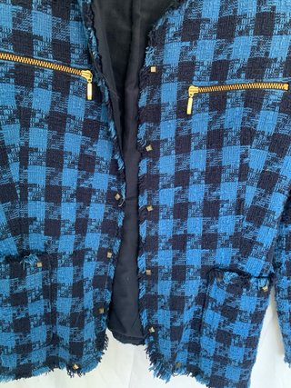 Chaqueta Tweed Stradivarius Azul/Negro
