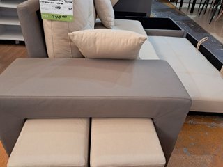Sofá Cama Chaise Longue con Arcón Beige/Gris