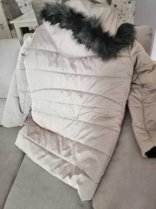 Chaqueta parka señora beige negra