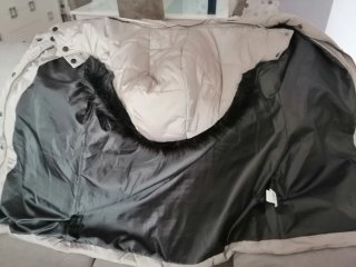 Chaqueta parka señora beige negra