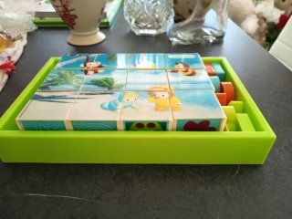 Puzzle de cubos con animales y playa